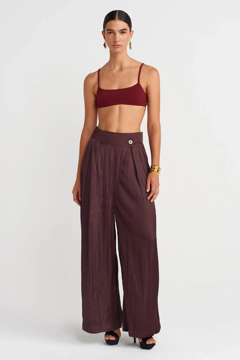 Nu Double Breasted Palazzo Pants Eggplant