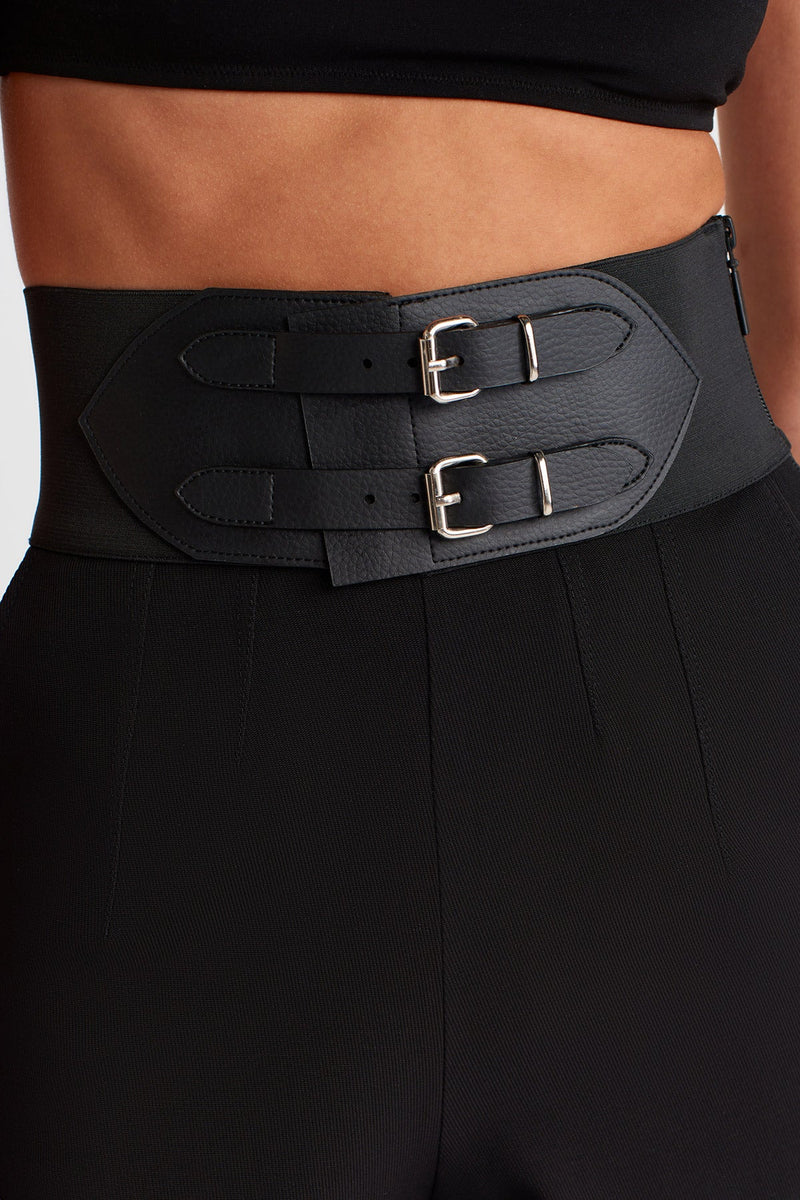 Nu Belt-Detail High-Waisted Trousers Black