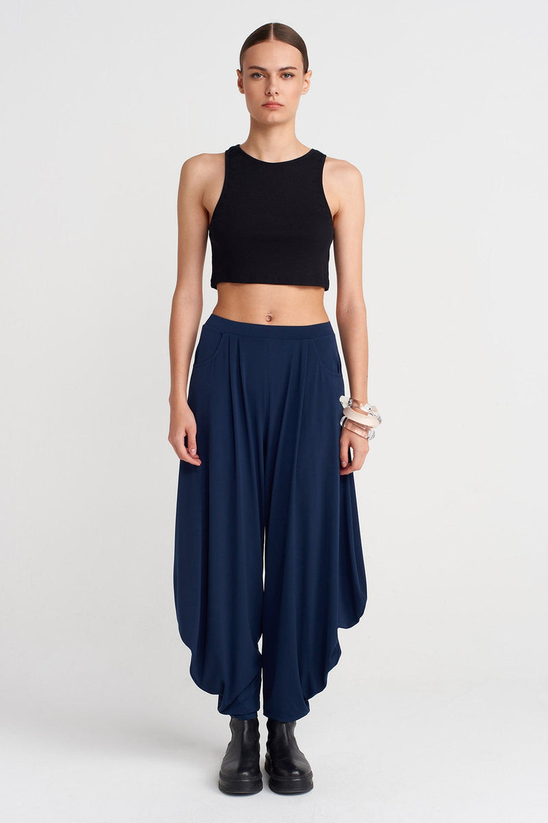Nu Draped Jersey Trousers Blue+Black