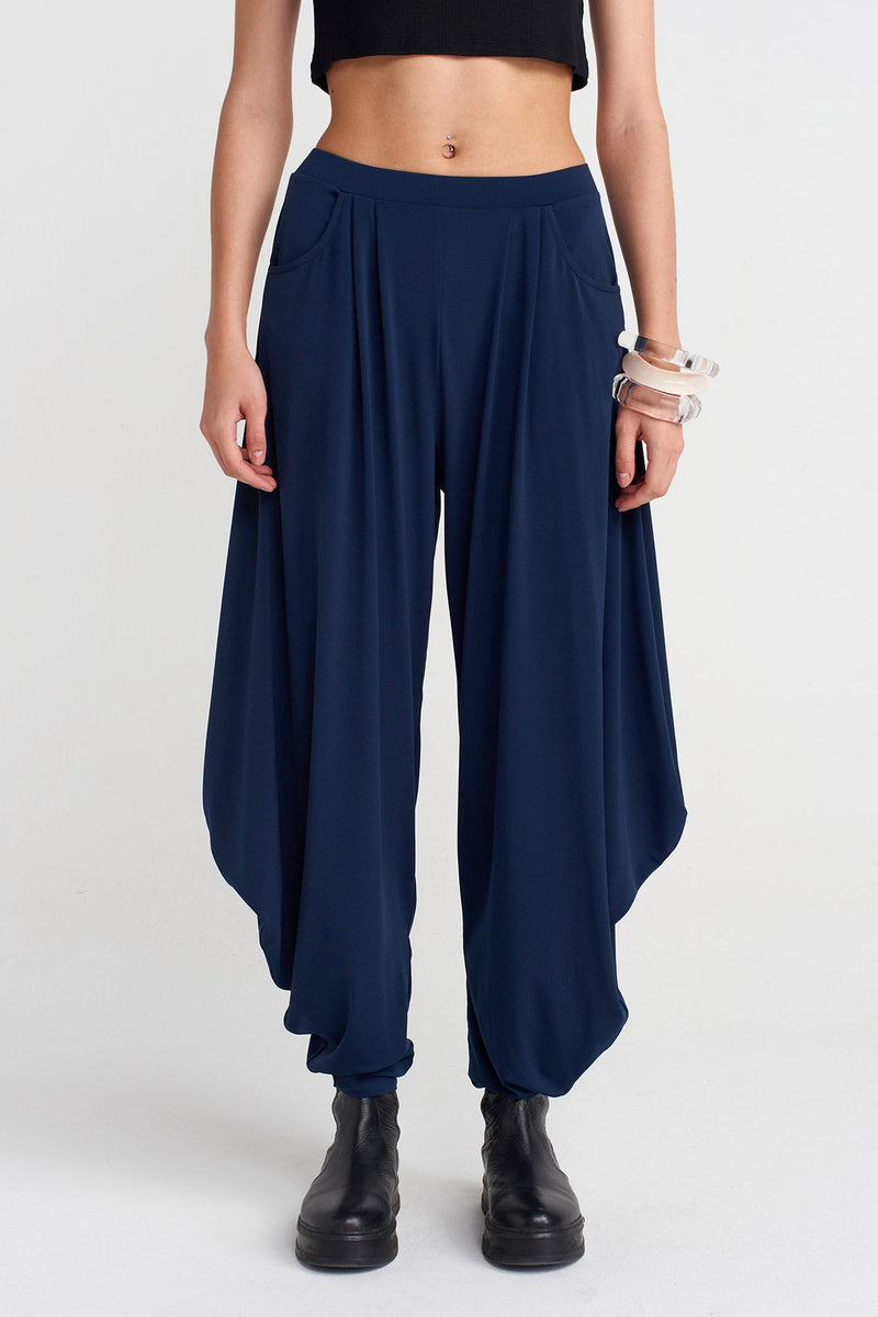 Nu Draped Jersey Trousers Blue+Black