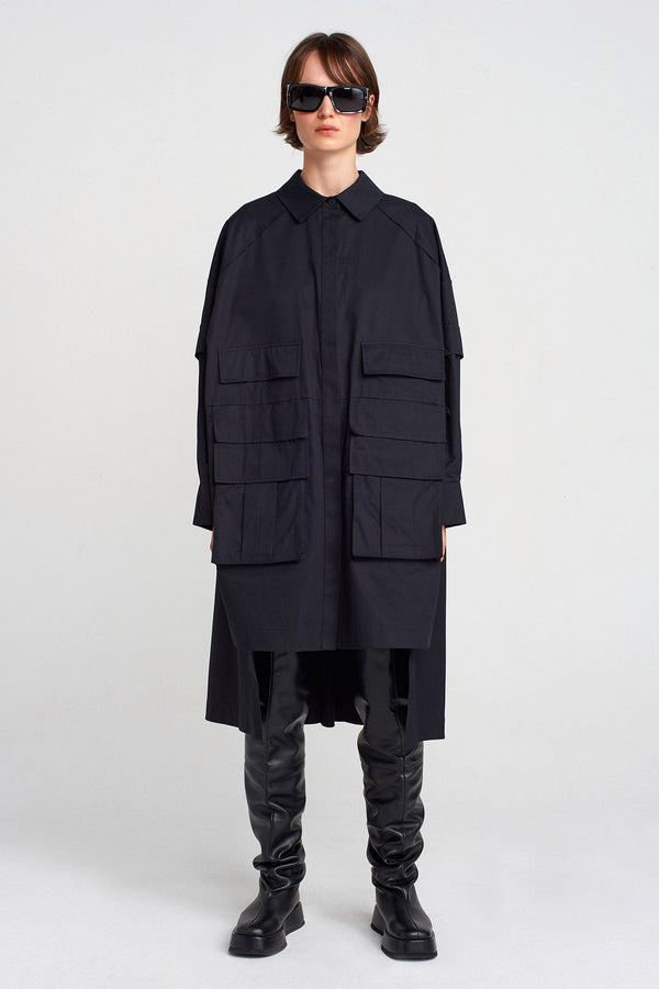 Nu Pocket Detailed Shirt Dress Black