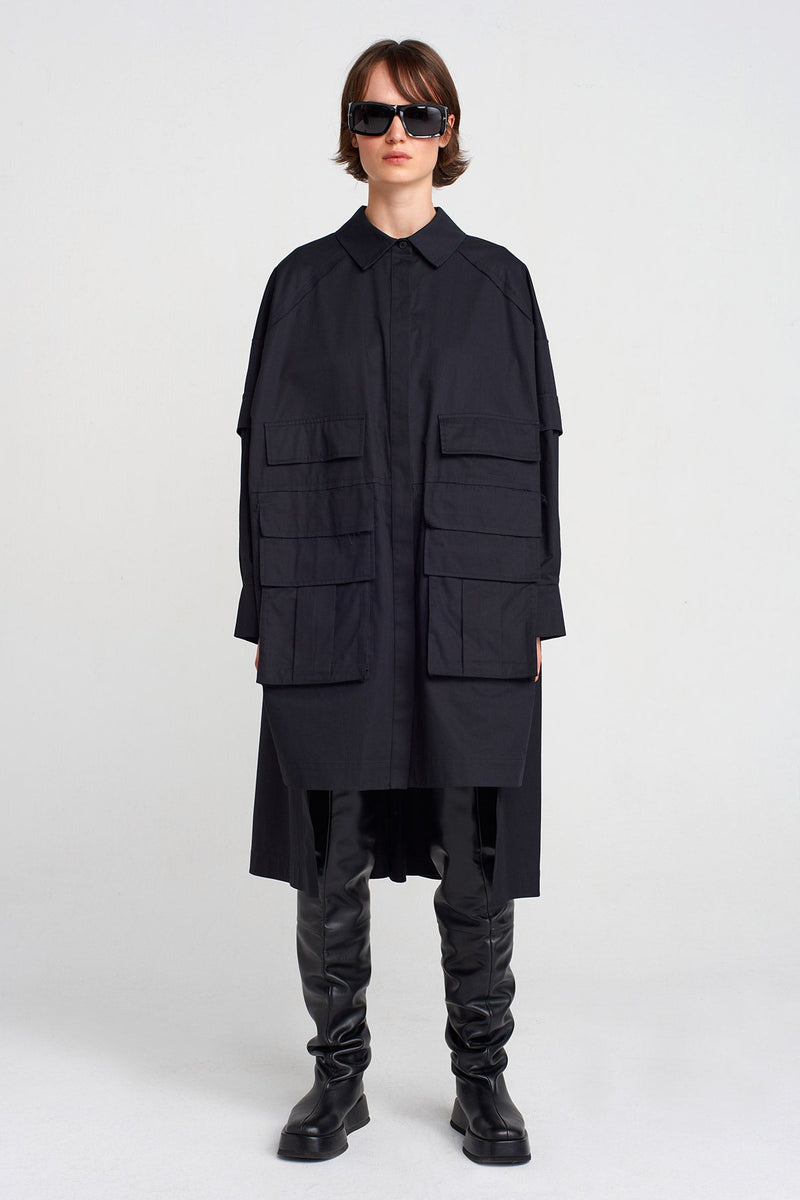 Nu Pocket Detailed Shirt Dress Black