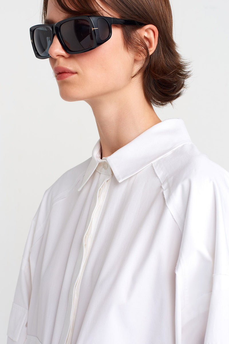 Nu Pocket Detailed Shirt Dress Off White