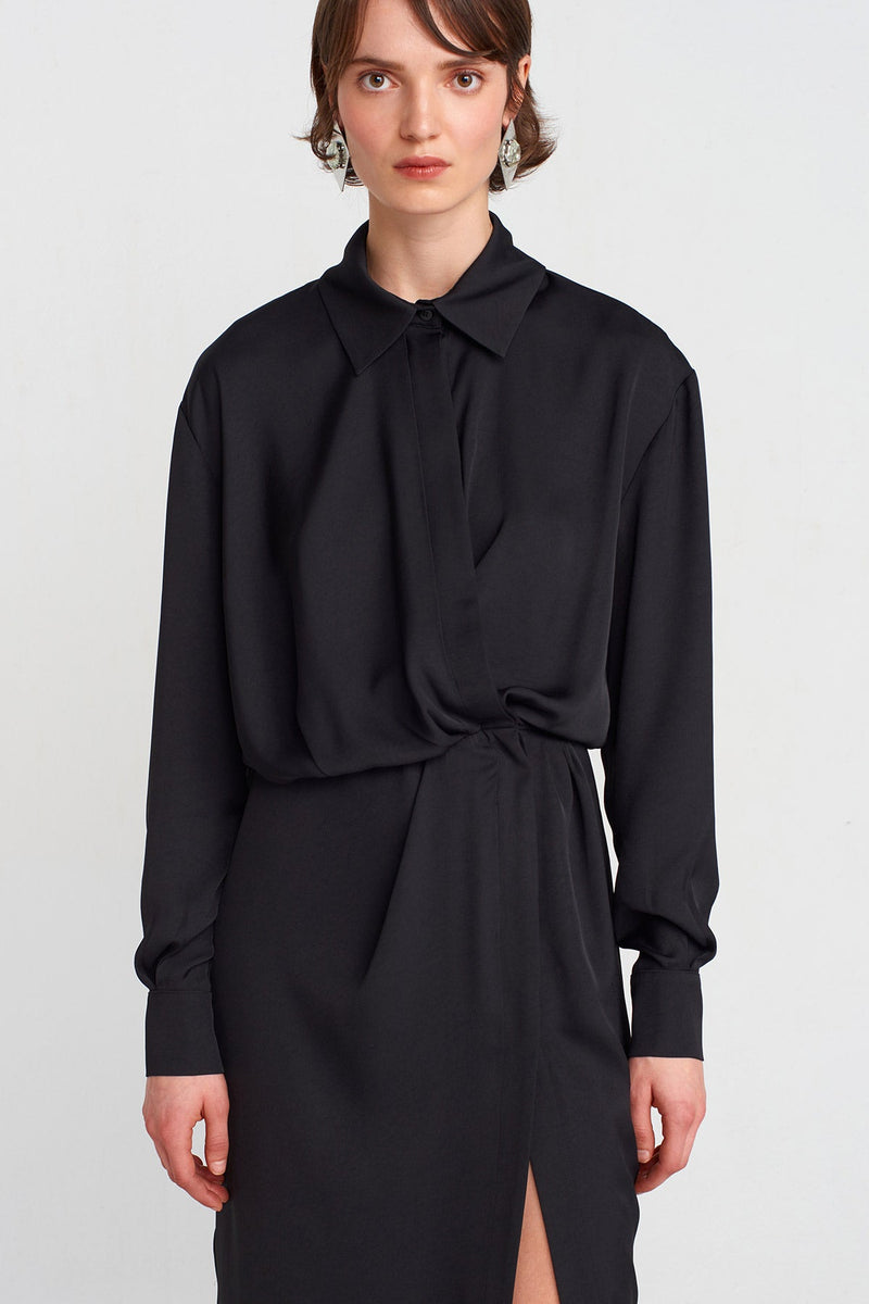 Nu Deep Slit, Tailed Dress Black