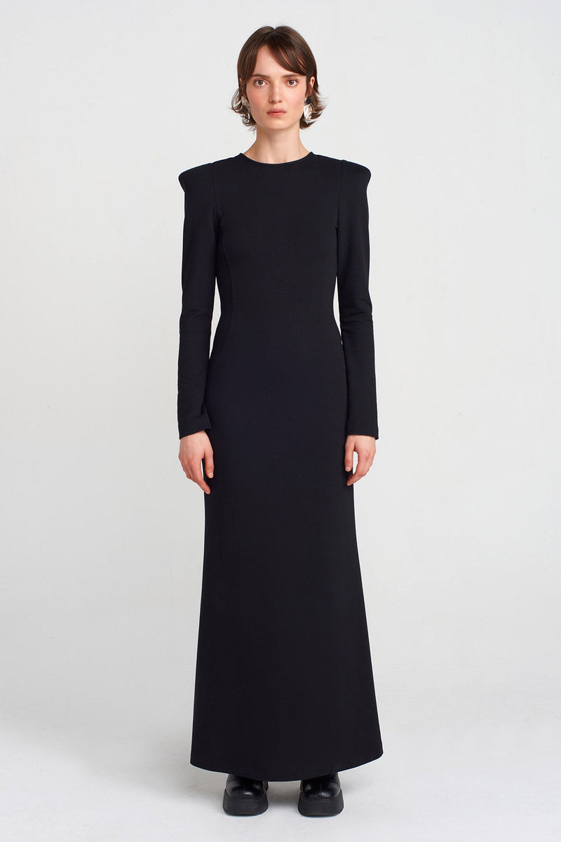 Nu Padded Long Dress Black