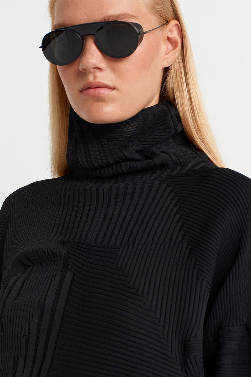 Nu Embossed Knit Mini Dress Black