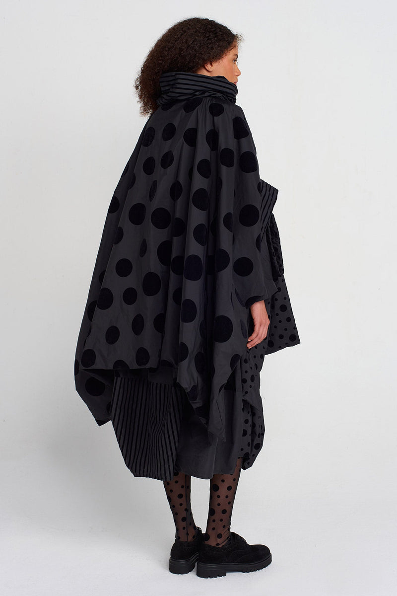 Nu Velvet Polka-Dot Padded Oversized Jacket Multi Color