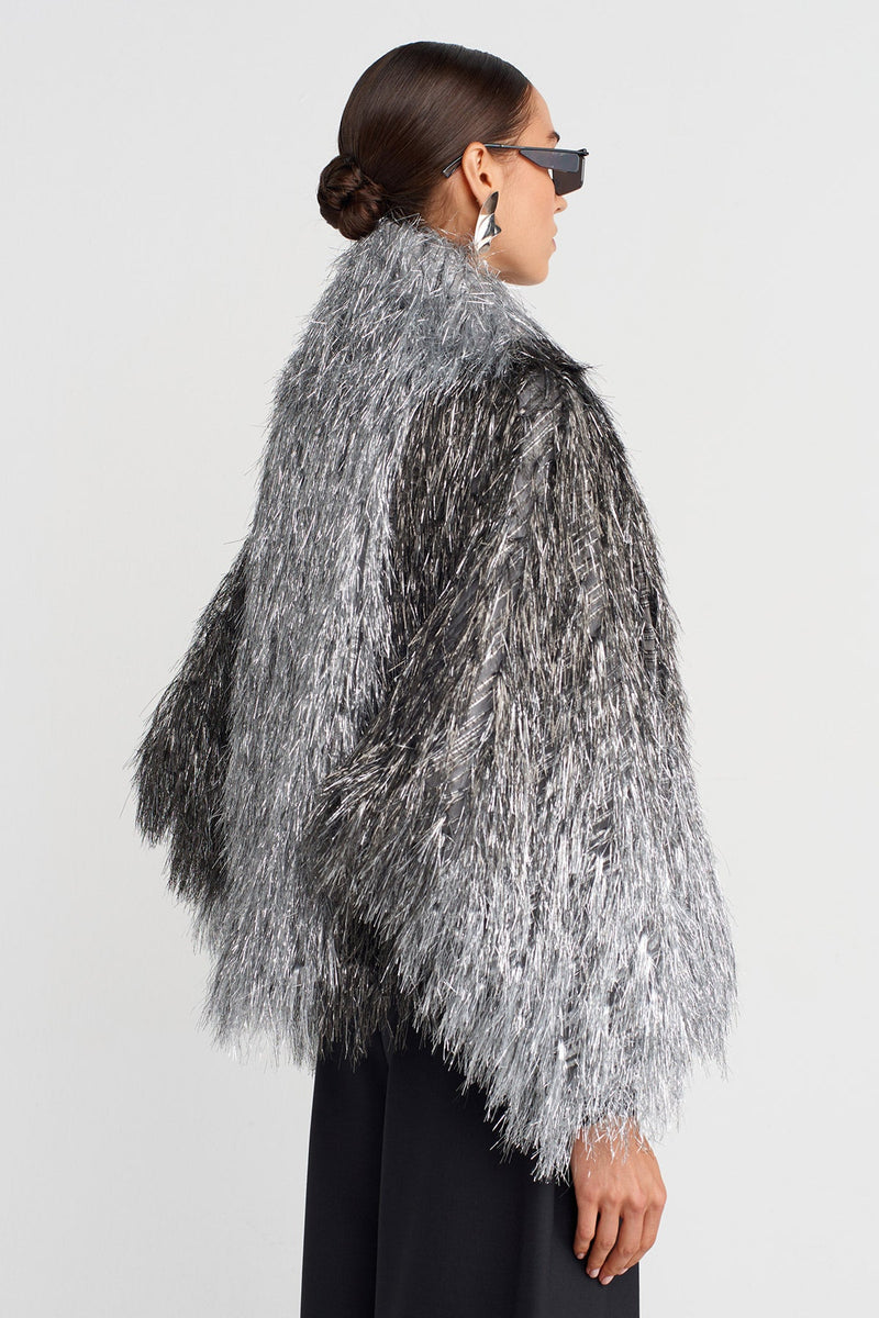 Nu Gradient Fringe Jacket Silver