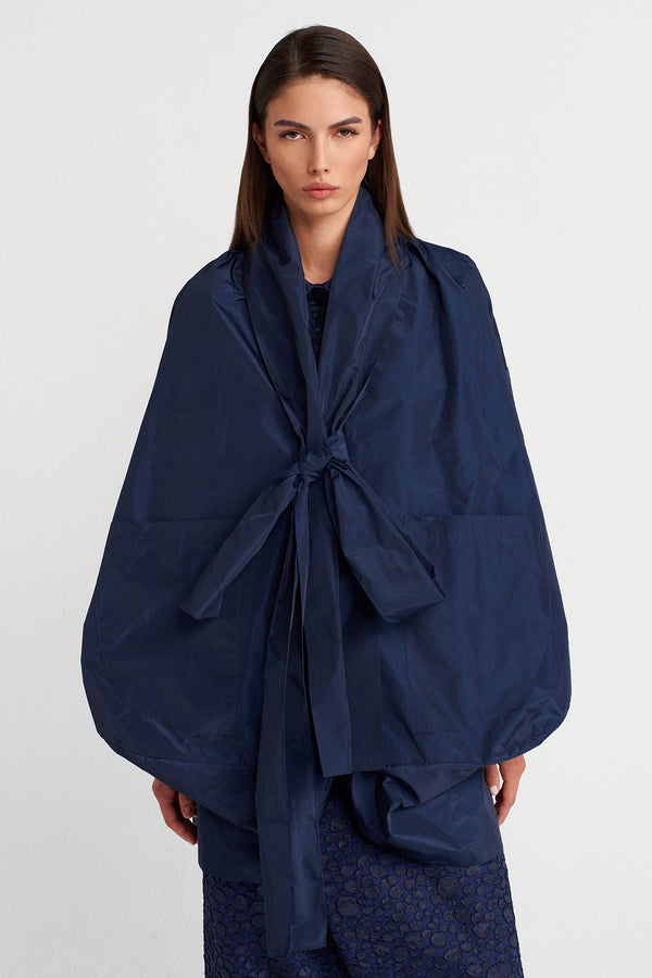 Nu Haori-Inspired Tie Jacket Marine Blue