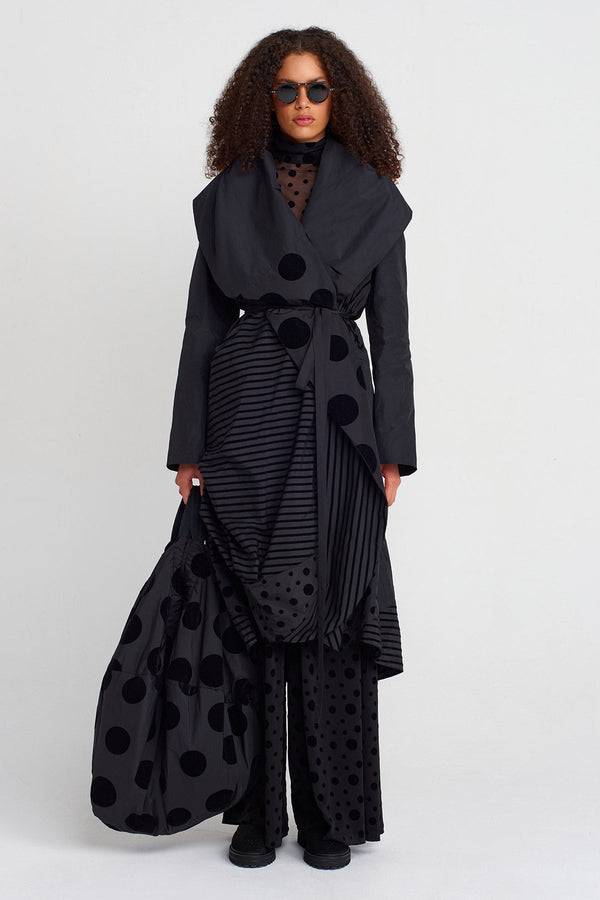 Nu Striped And Polka-Dot Draped Taffeta Coat Multi Color