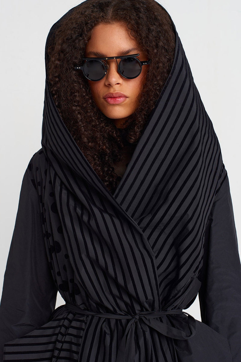 Nu Striped And Polka-Dot Draped Taffeta Coat Multi Color