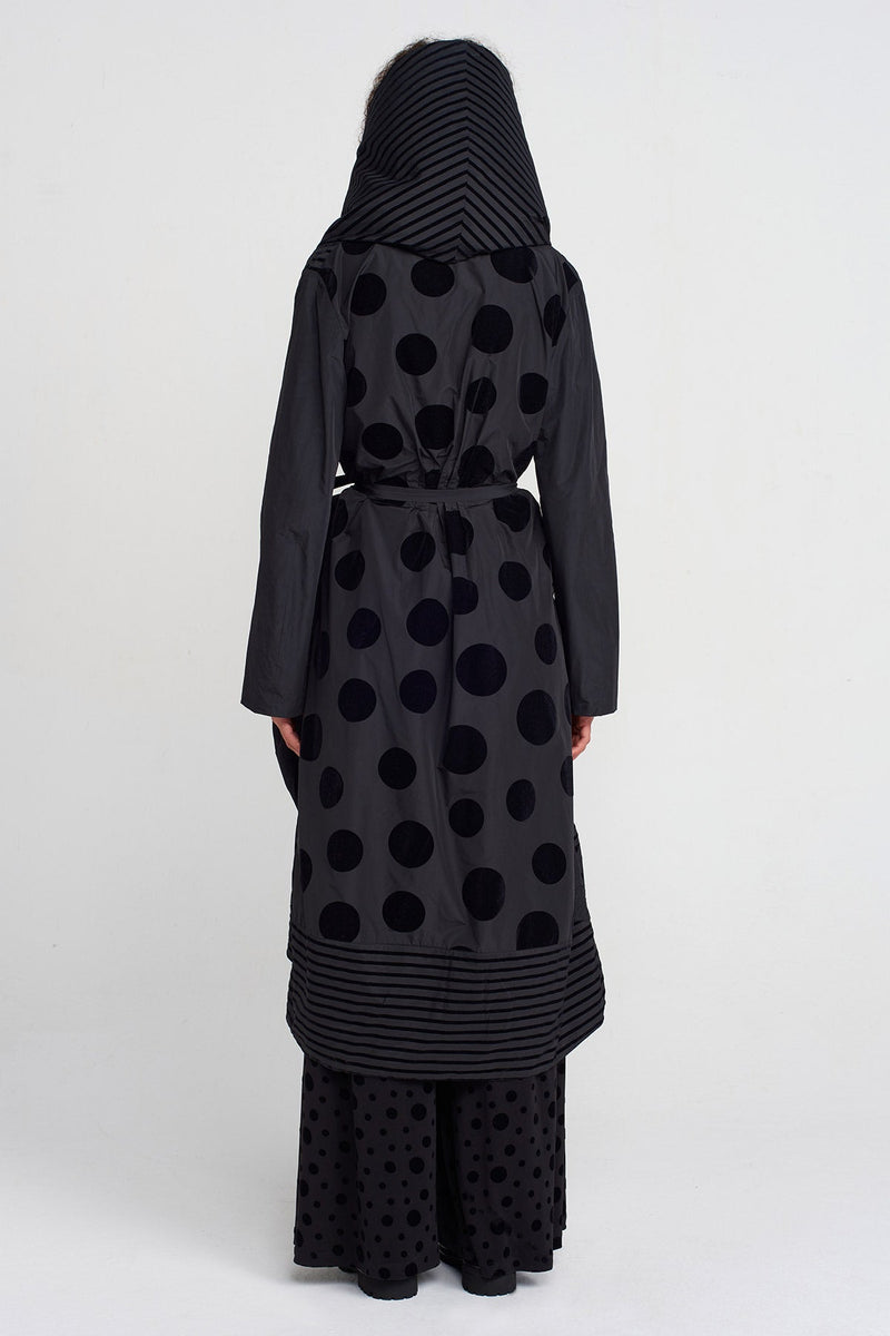 Nu Striped And Polka-Dot Draped Taffeta Coat Multi Color