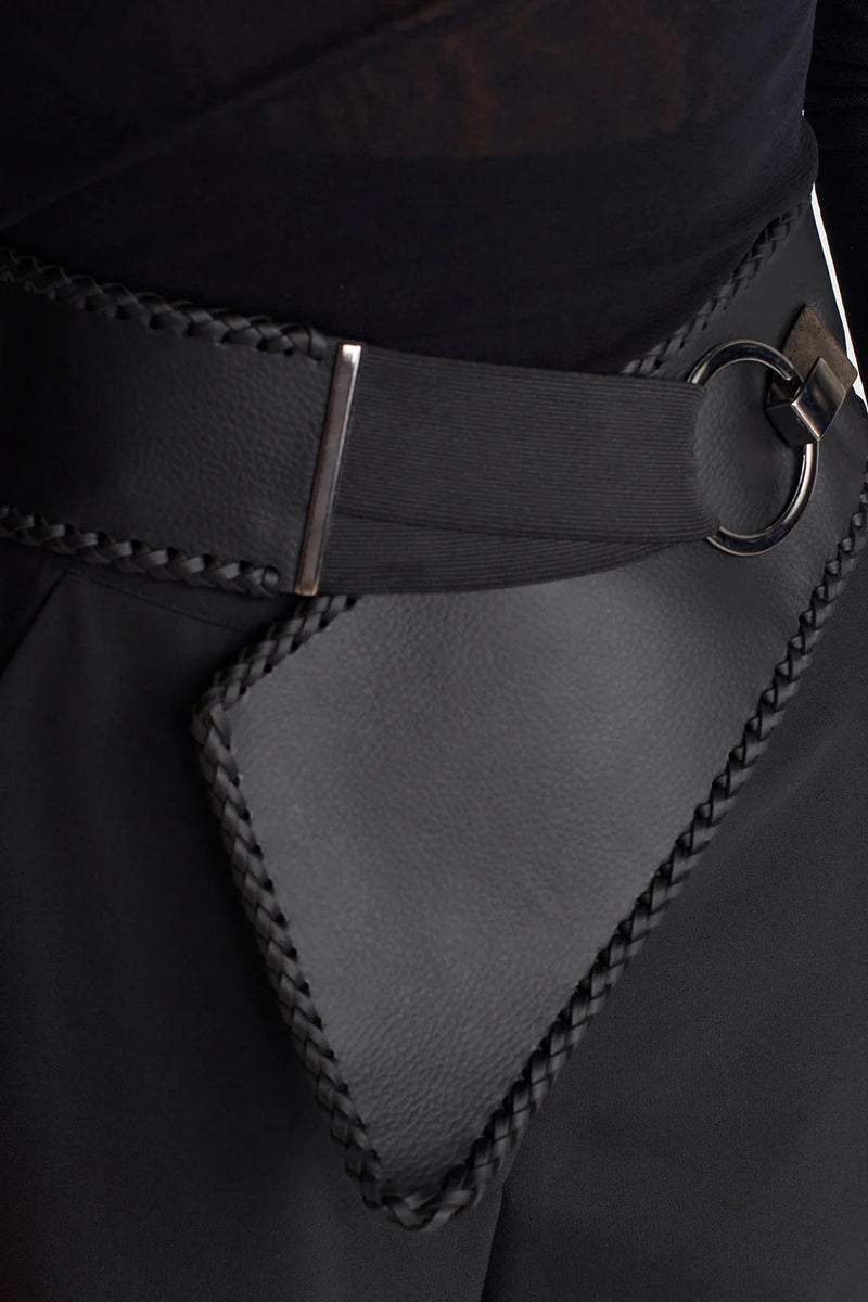 Nu Hooked Braided Leather Belt Black