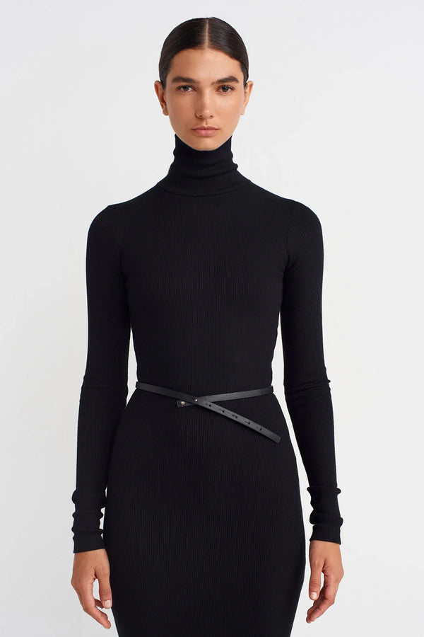 Nu Thin Leather Belt Black