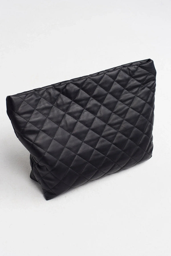 Nu Large Quilted Clutch Bag Black