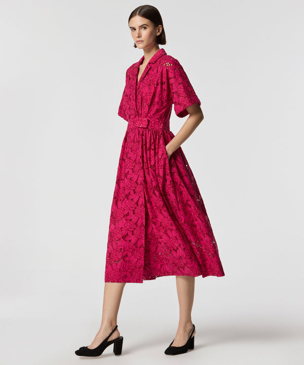 Machka Double-Breasted Scallop Dress Fuchsia