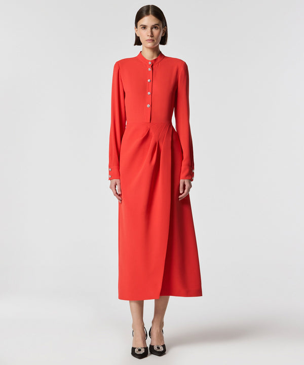 Machka Stone Buttoned Midi Dress Red