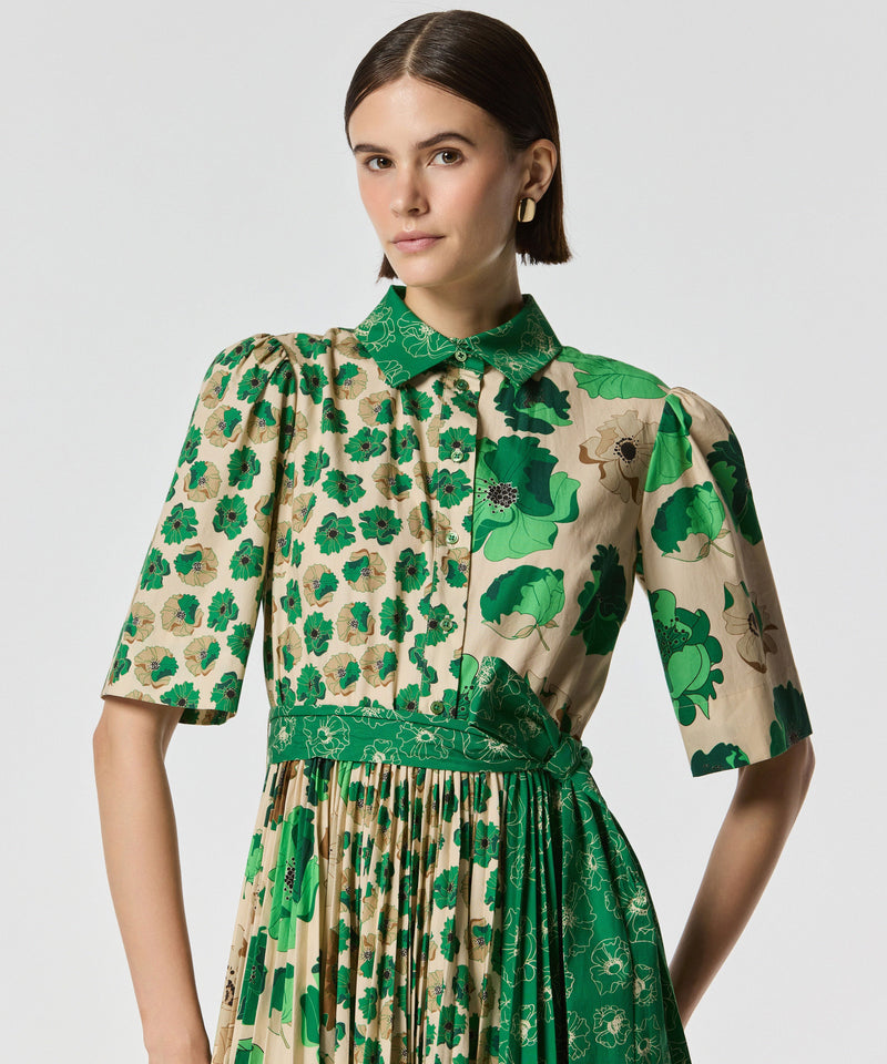 Machka Patterned Shirt Dress Green