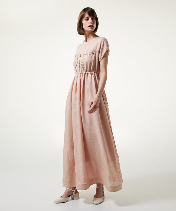 Machka Adjustable Waist Linen Dress Powder