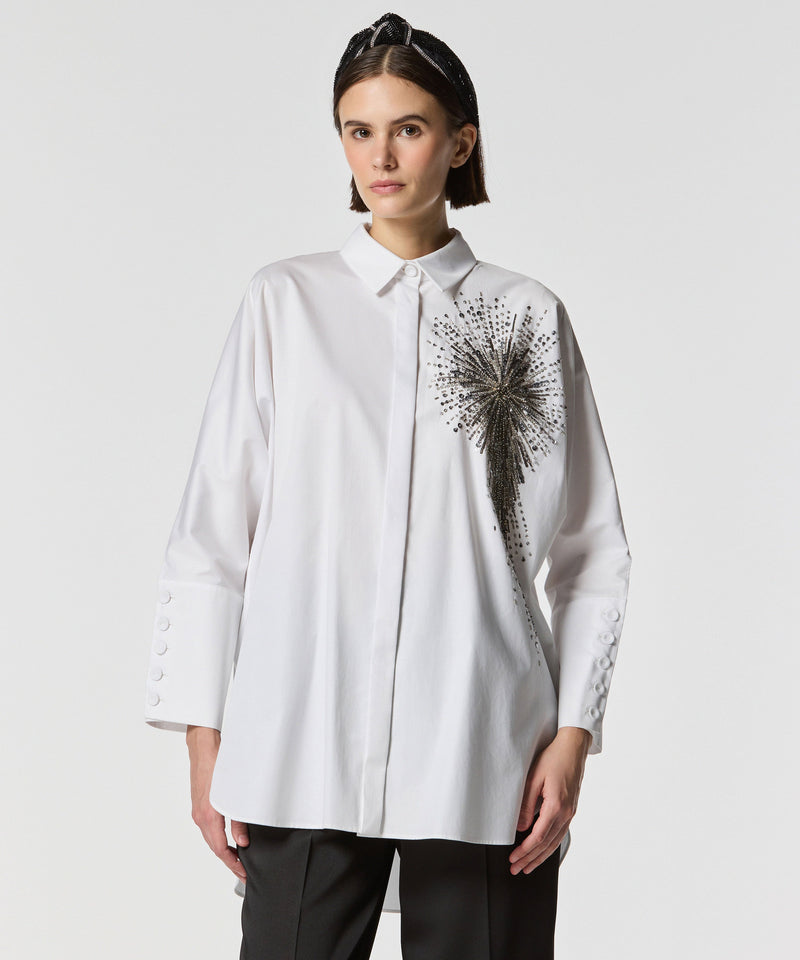 Machka Embroidered Poplin Shirt White