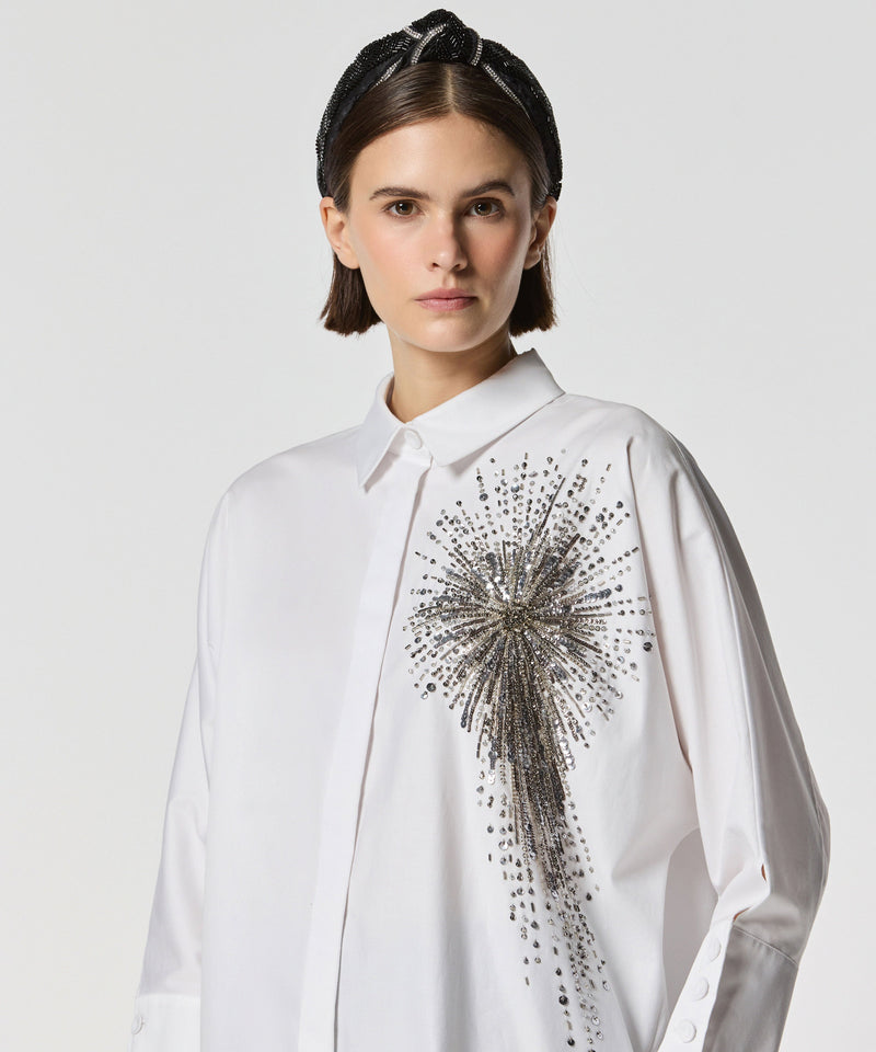 Machka Embroidered Poplin Shirt White