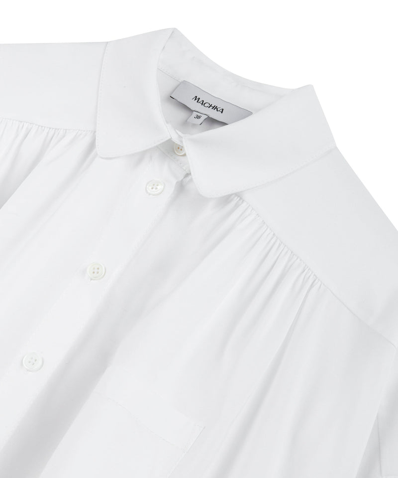 Machka Pleated Wide Cut Shirt White