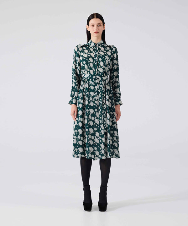 Machka Patterned Shirt Collar Dress Light Green