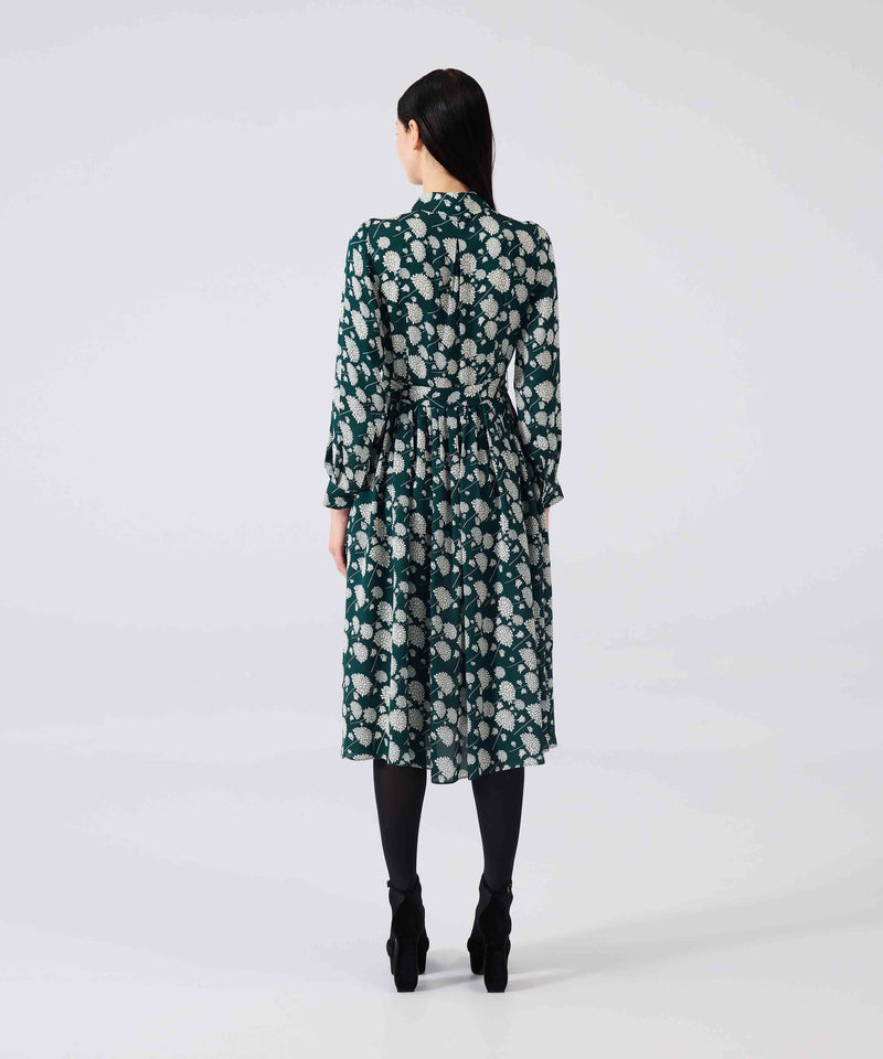 Machka Patterned Shirt Collar Dress Light Green