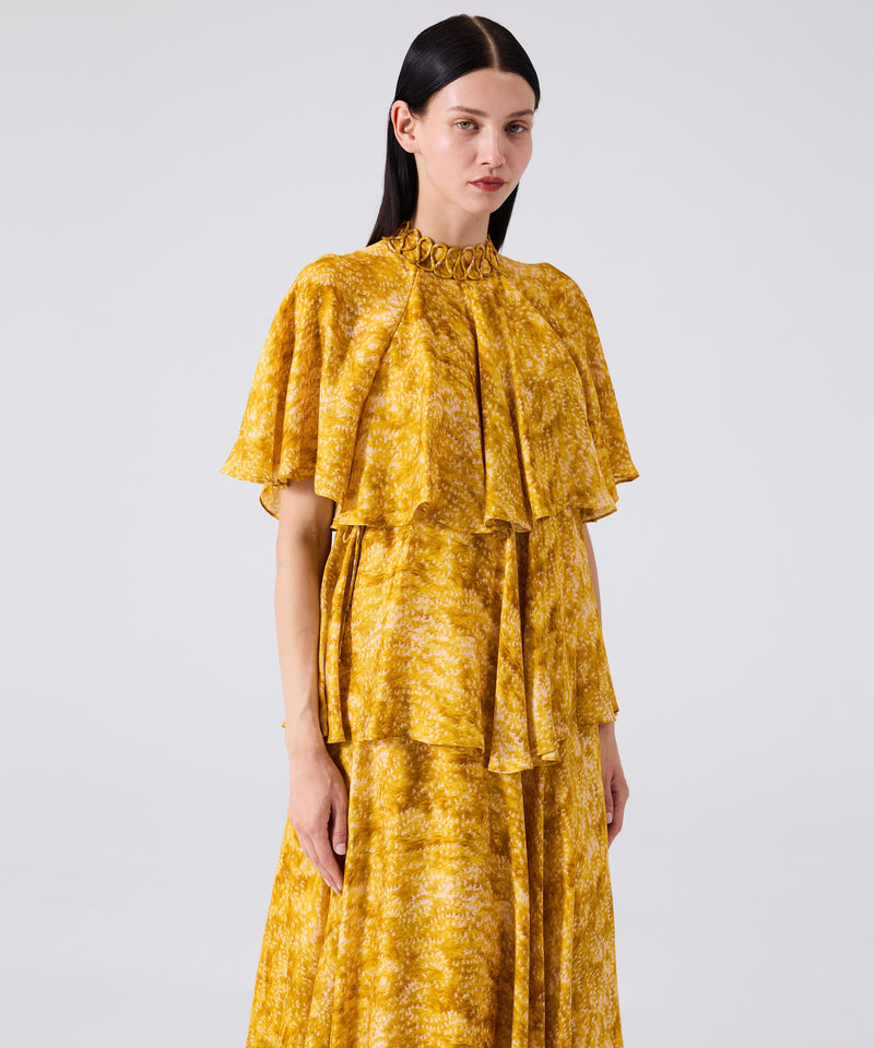 Machka Patterned High Collar Dress Yellow