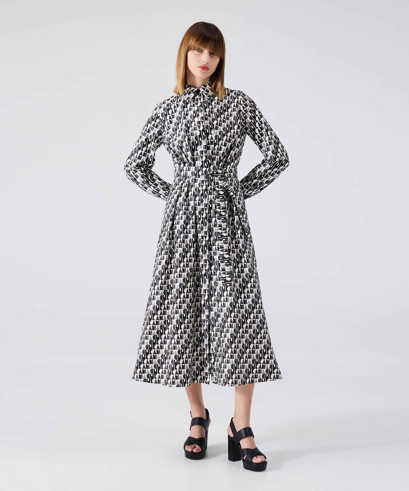 Machka Pattern Mix Midi Dress Black