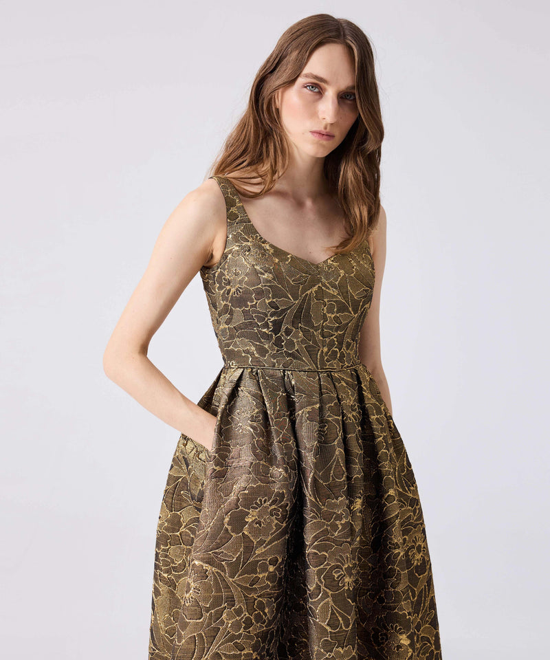 Machka Brocade Midi Dress Gold