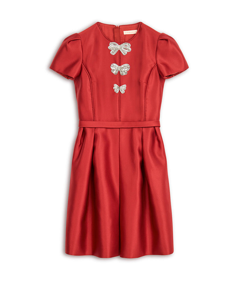 Machka Bow Embroidered Dress Red