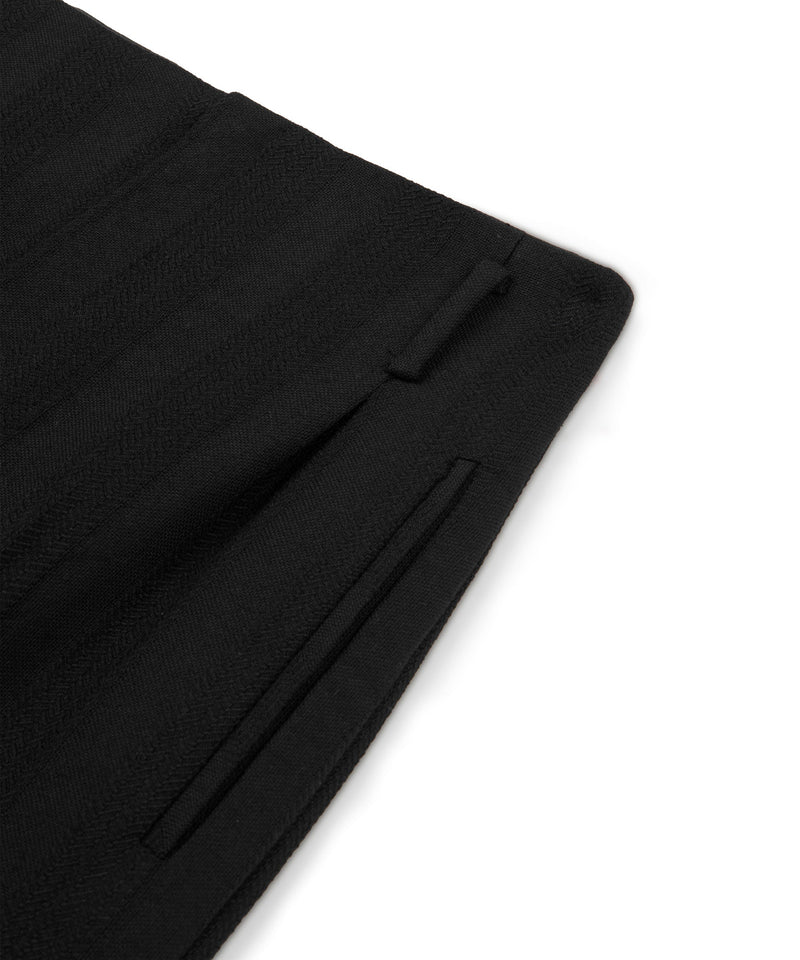 Machka Striped Textured Wool Trousers Black