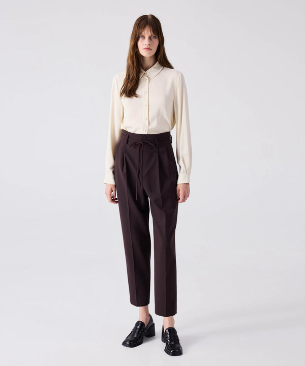 Machka Carrot Fit Trousers With Thin Belt Dark Brown