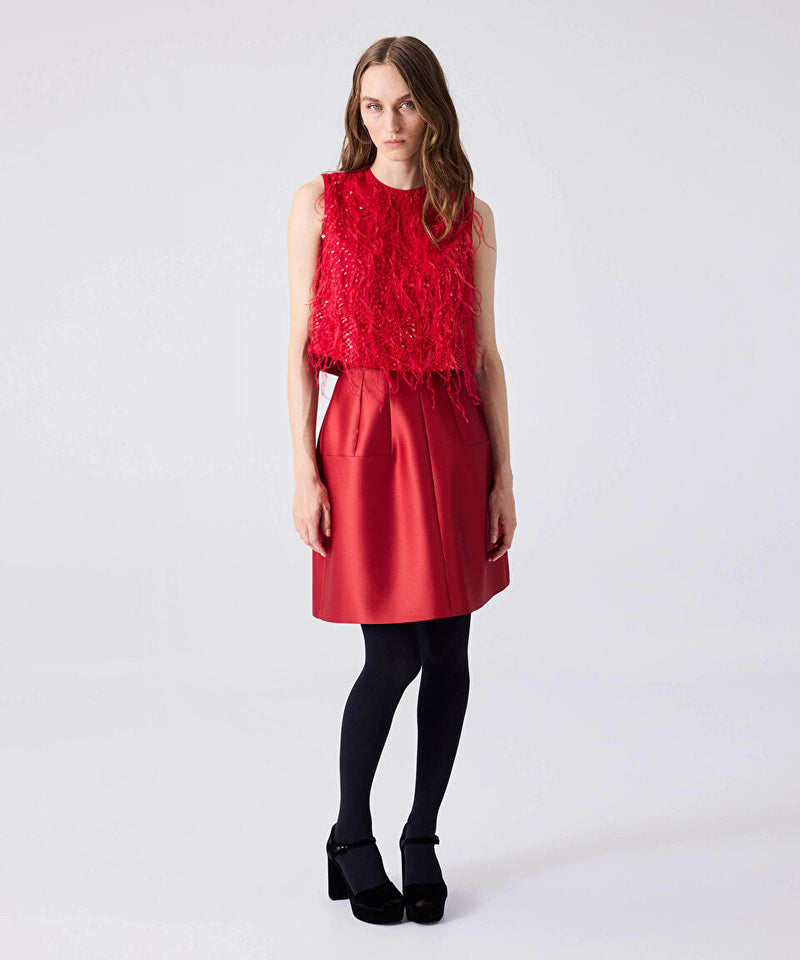 Machka Satin Duchess Skirt Red