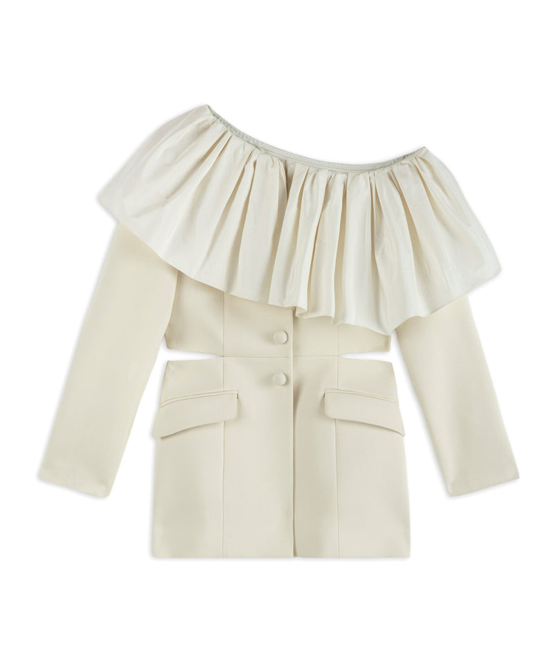 Machka Asymmetrical Off Shoulder Jacket Off White