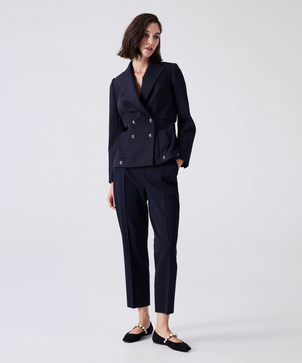 Machka Double Breasted Blazer With Metal Buttons Navy