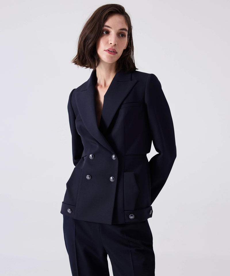 Machka Double Breasted Blazer With Metal Buttons Navy