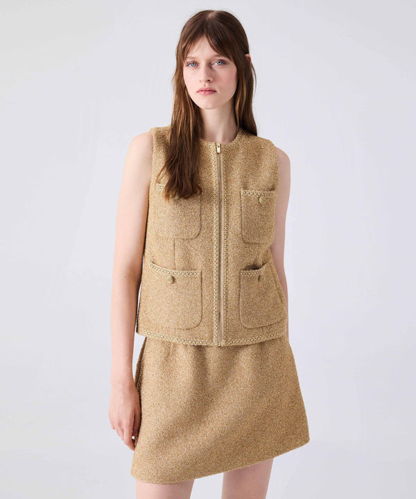 Machka Tweed Vest With Shiny Threads Gold