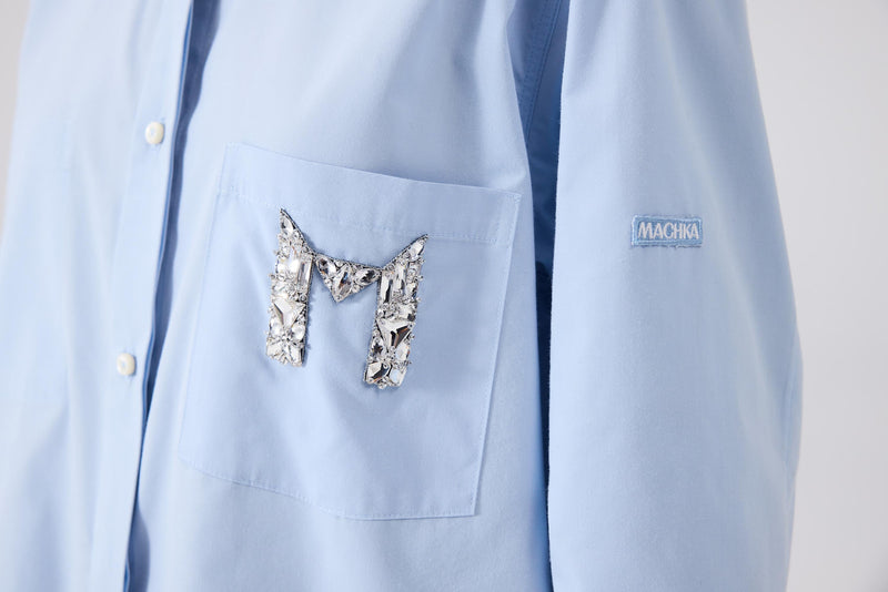 Machka Embroidered Logo Shirt Ice Blue