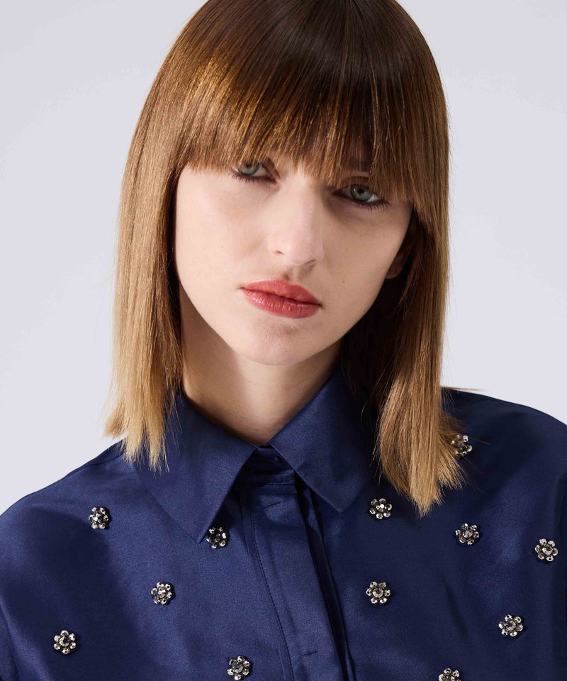 Machka Embroidered Shirt Jacket Navy