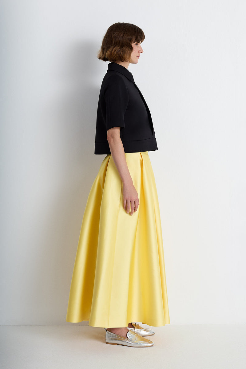 Nean Pleated Satin Maxi Skirt Yellow