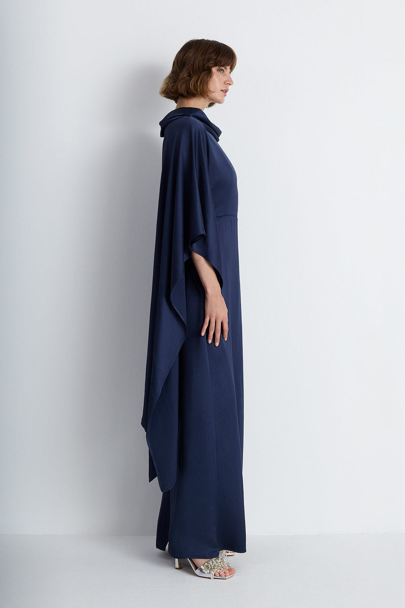 Nean Draped Kaftan Gown Navy