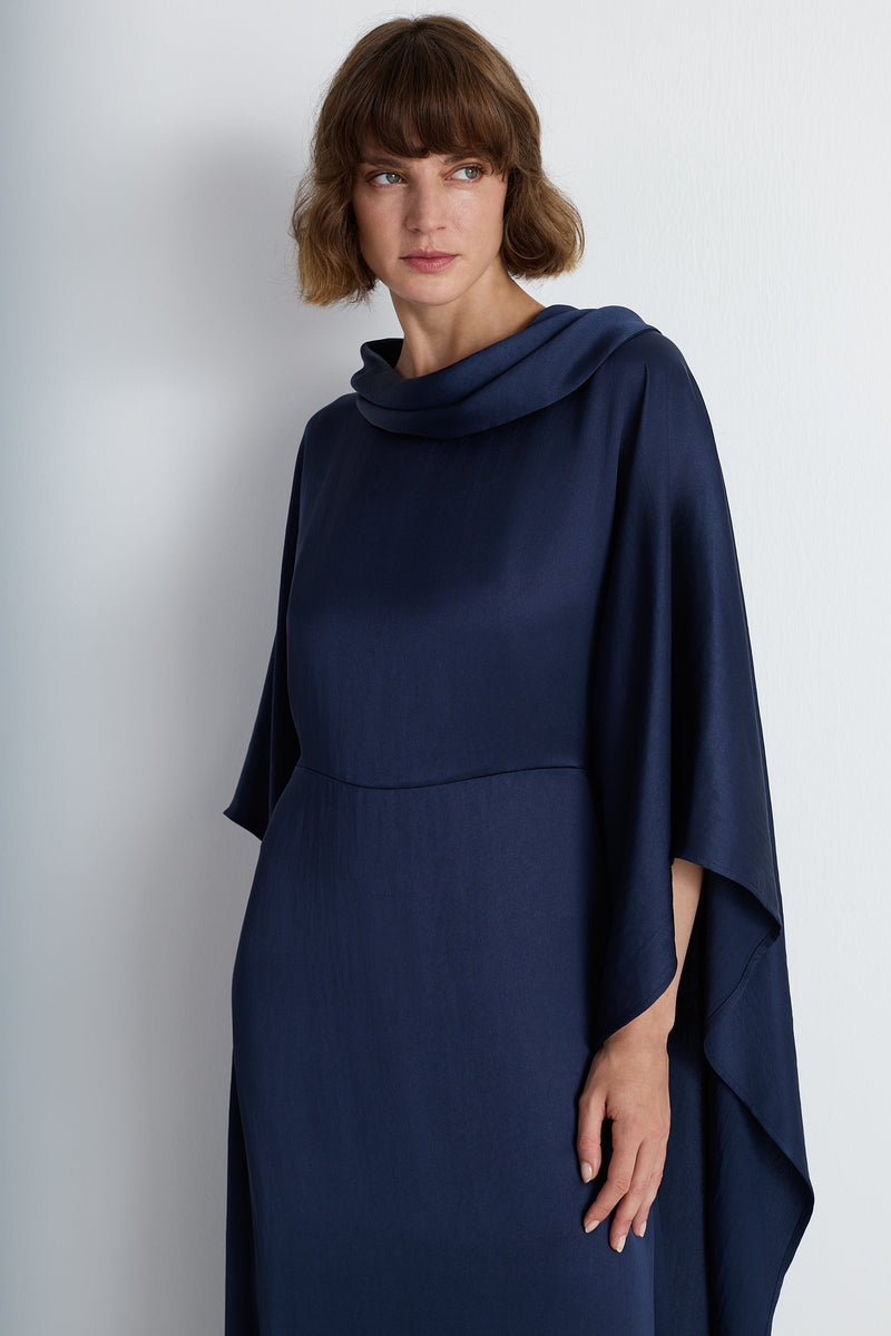 Nean Draped Kaftan Gown Navy