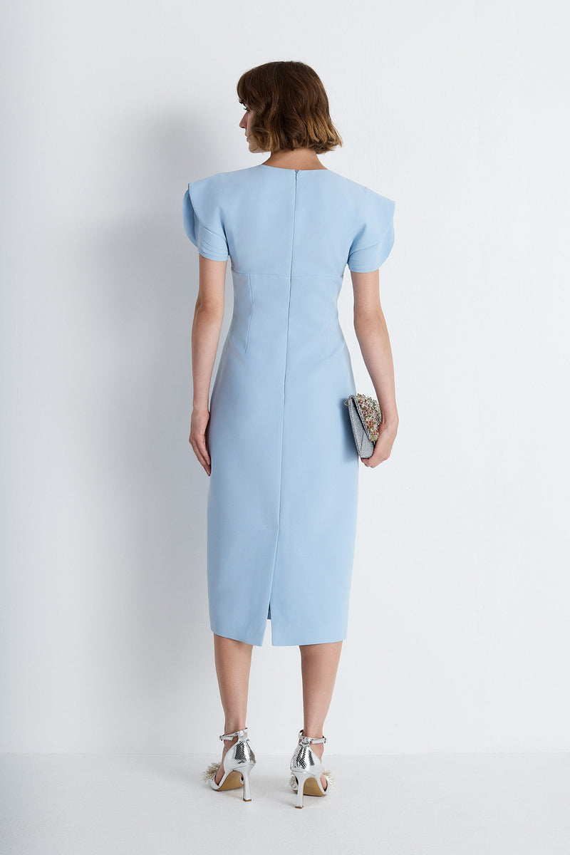 Nean Structured Sleeve Midi Dress Light Blue