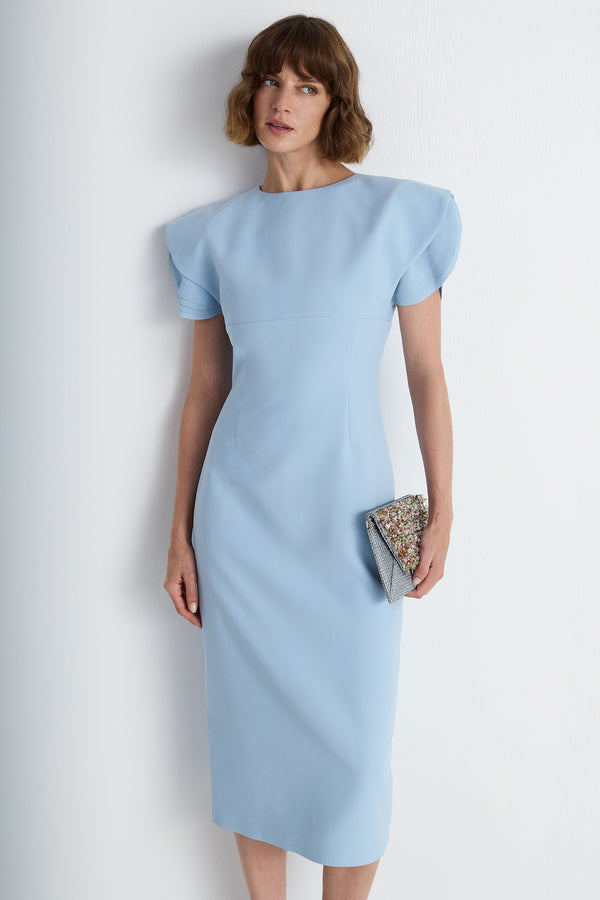 Nean Structured Sleeve Midi Dress Light Blue