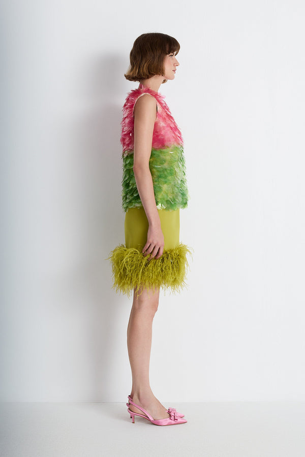 Nean Pink & Green Sequin Gradient Top Multi Color