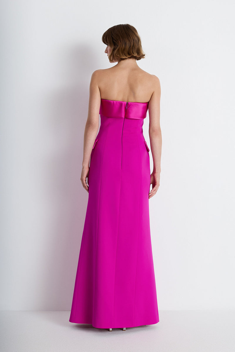 Nean Strapless Double-Breasted Gown Fuchsia