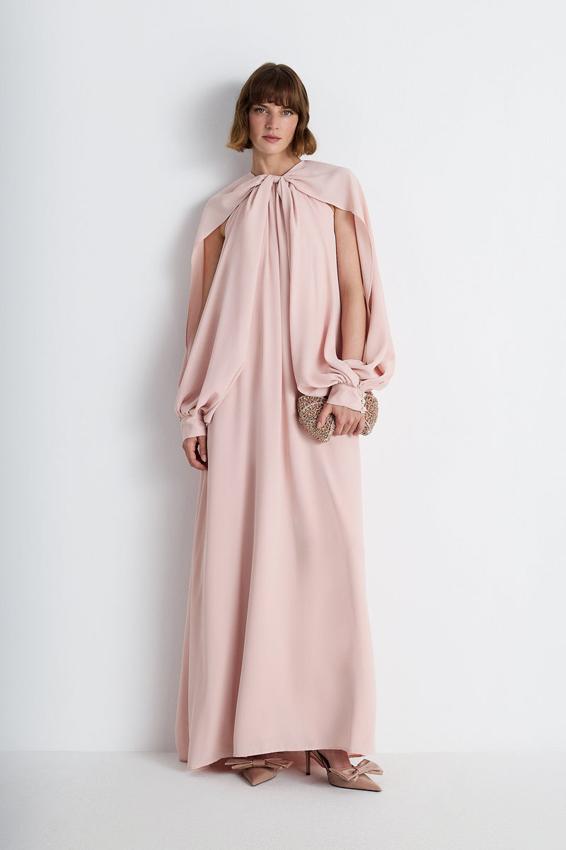 Nean Cape-Sleeve Gown Light Pink