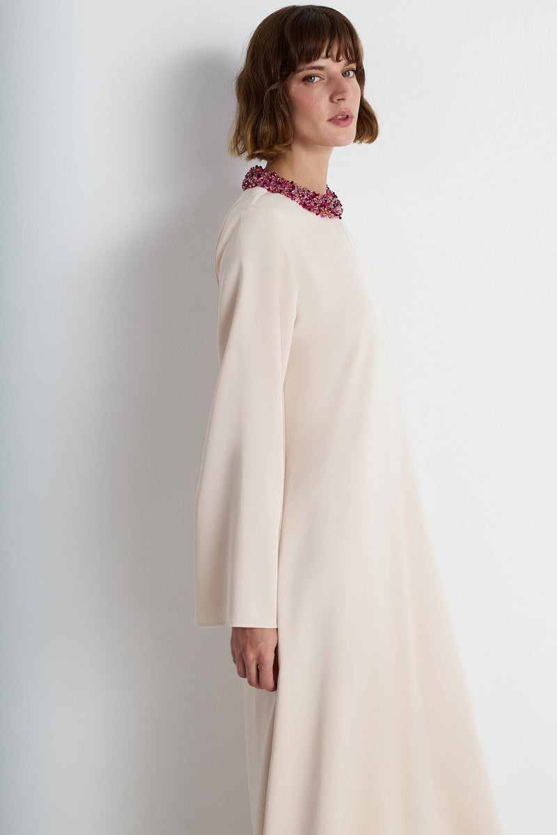 Nean Embellished Collar Gown Cream